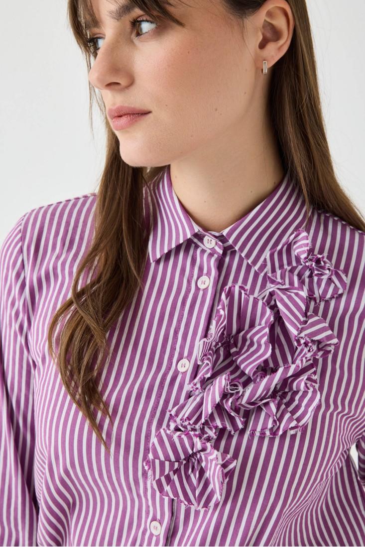 Zanetti 1965 Camicia a righe con dettaglio a fiori Vendita Calda