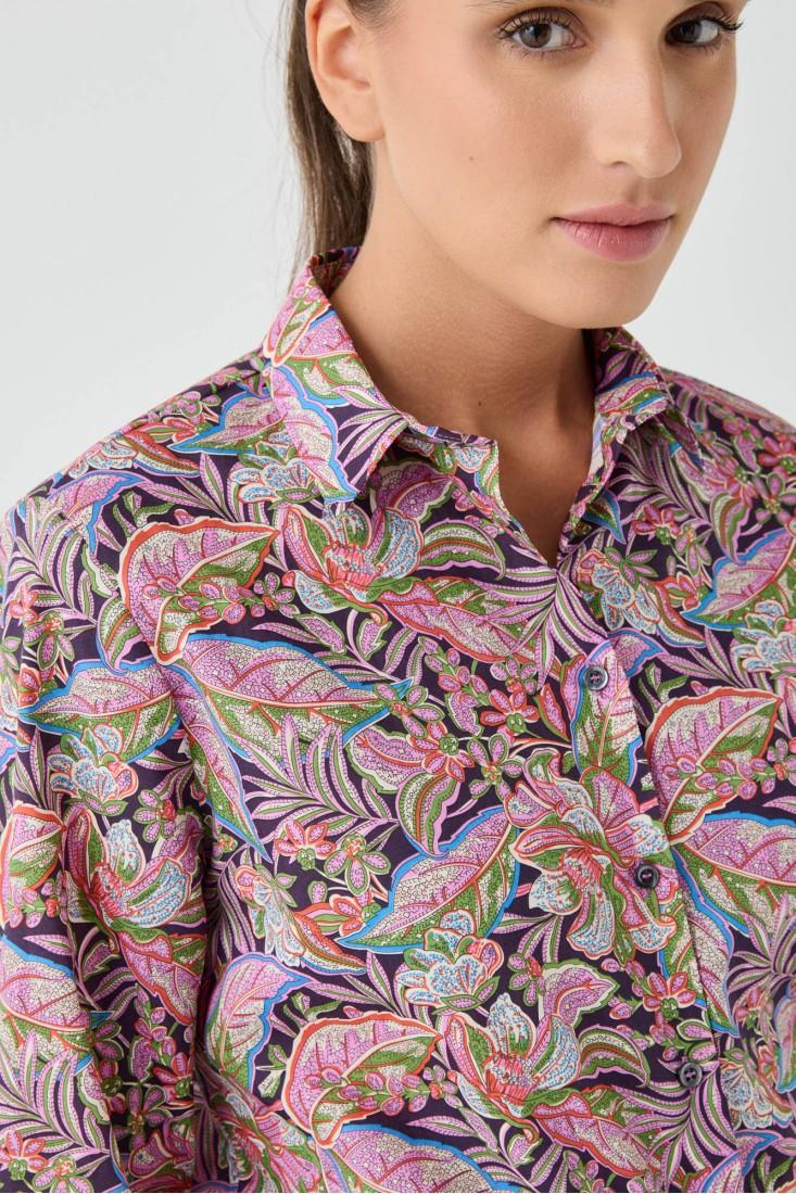 Zanetti 1965 Camicia in cotone Liberty floreale Negozio