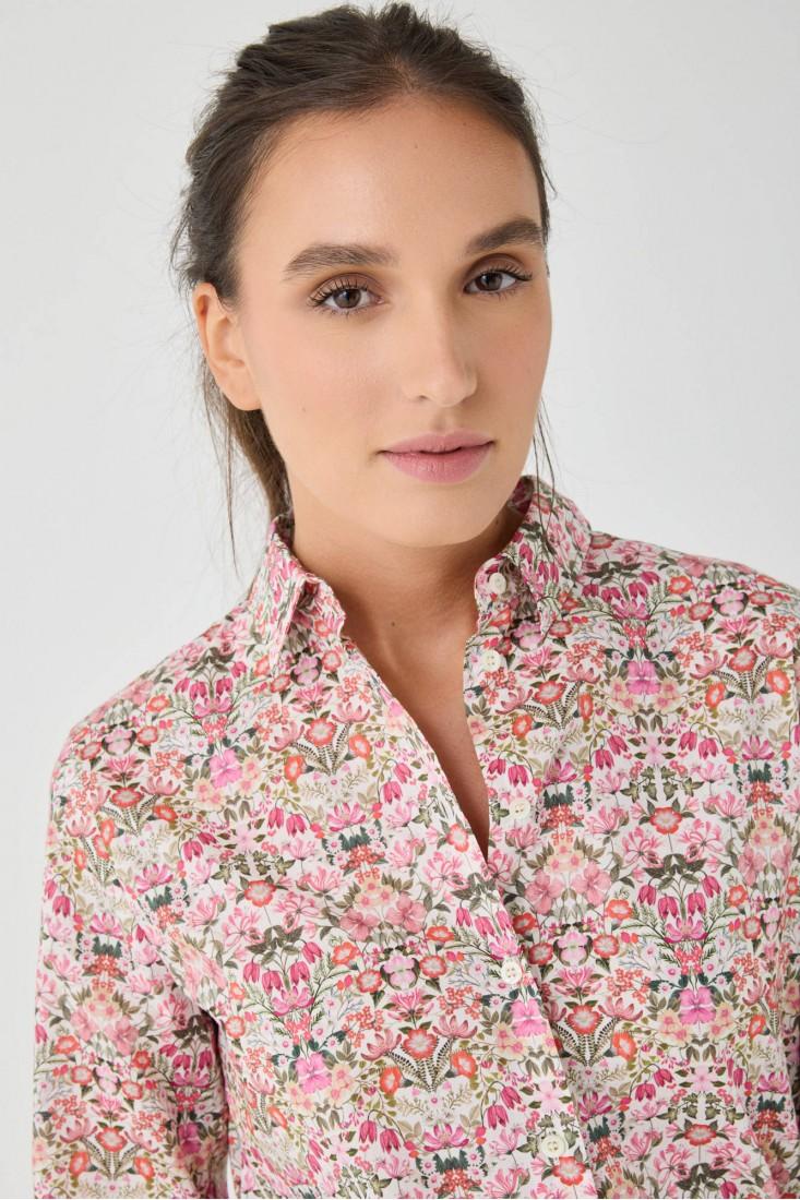 Zanetti 1965 Camicia di cotone a fiori Liberty London In Saldo