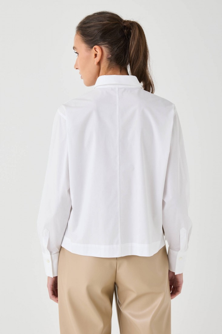 Zanetti 1965 Camicia cropped in cotone stretch Discount Store per i nuovi prodotti