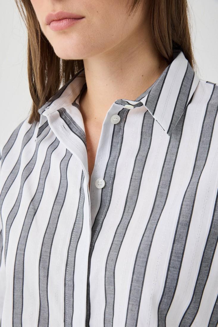 Zanetti 1965 Camicia a righe con inserti lurex 2025