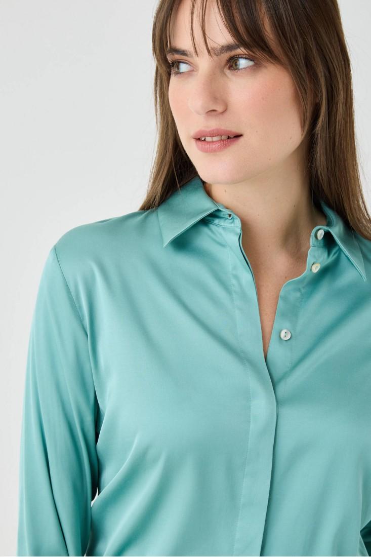 Zanetti 1965 Camicia in viscosa stretch tinta unita Italia