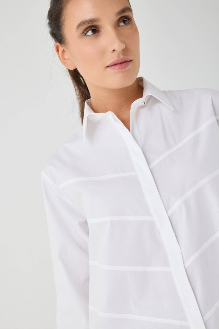 Zanetti 1965 Camicia cropped con ricami In Linea