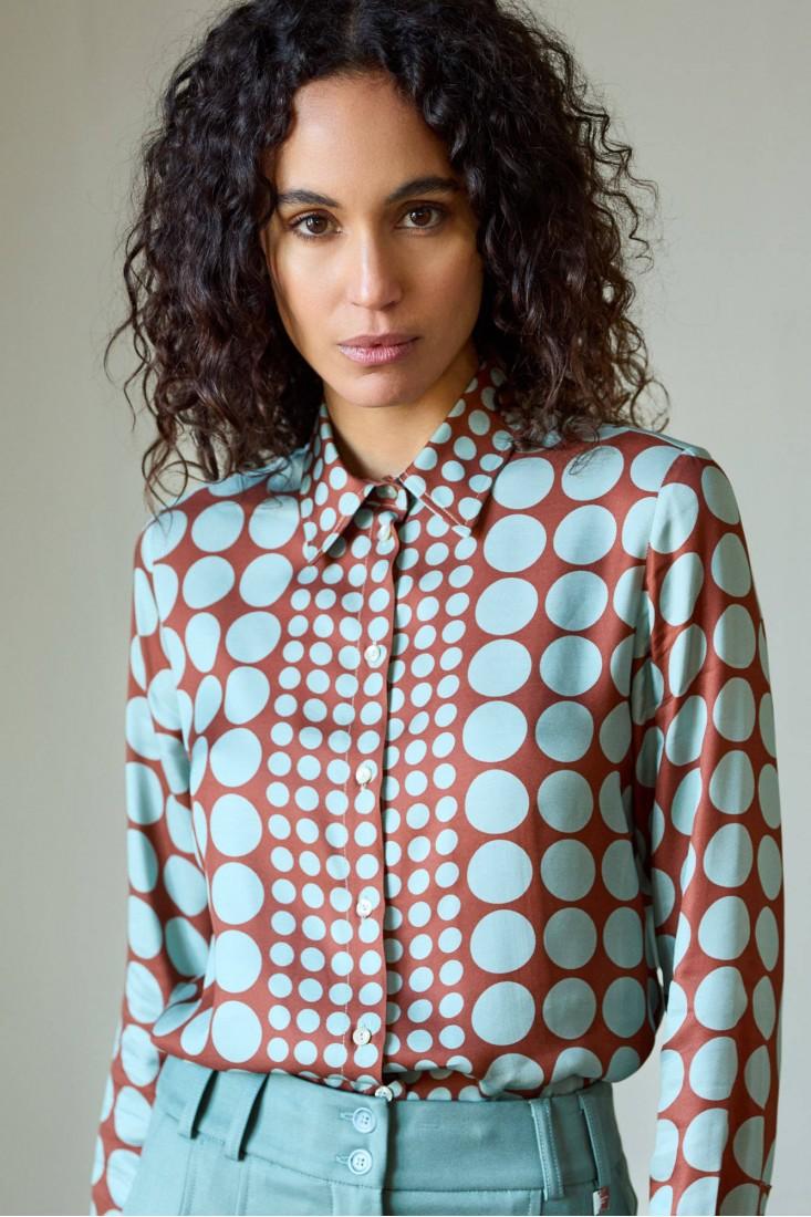 Zanetti 1965 Camicia in viscosa con stampa geometrica Limitato a 3 giorni