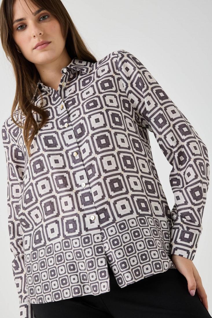 Zanetti 1965 Camicia in viscosa con stampa geometrica Pezzi Unici