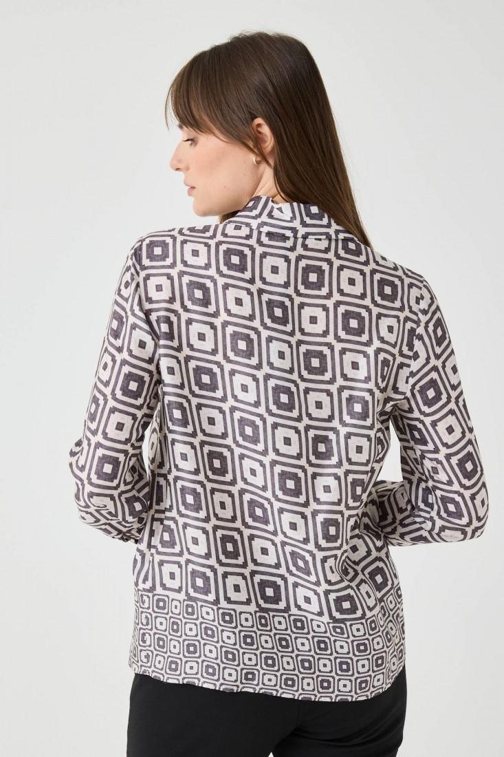 Zanetti 1965 Camicia in viscosa con stampa geometrica Pezzi Unici