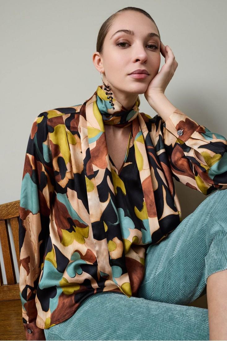 Zanetti 1965 Blusa in viscosa stampa allover Shopping Online