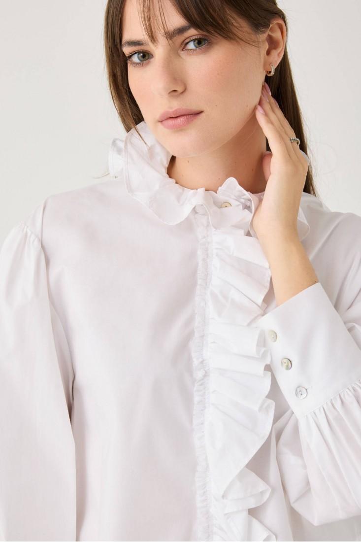 Zanetti 1965 Camicia cropped con volant Prezzo Ridotto