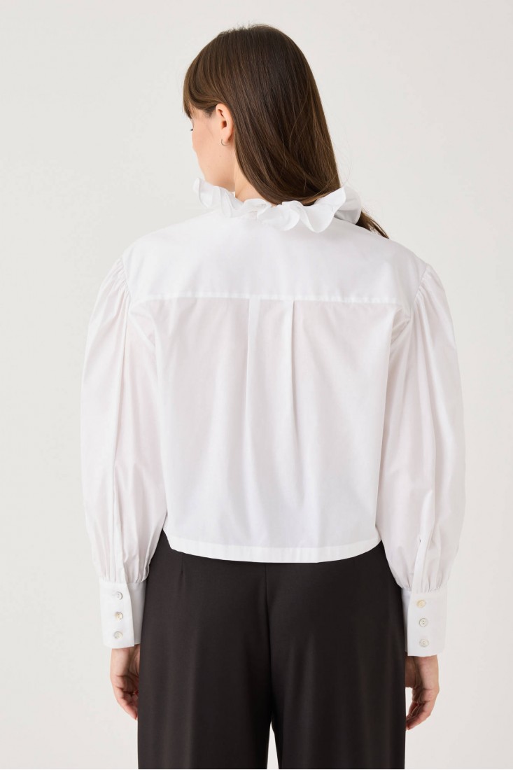 Zanetti 1965 Camicia cropped con volant Prezzo Ridotto