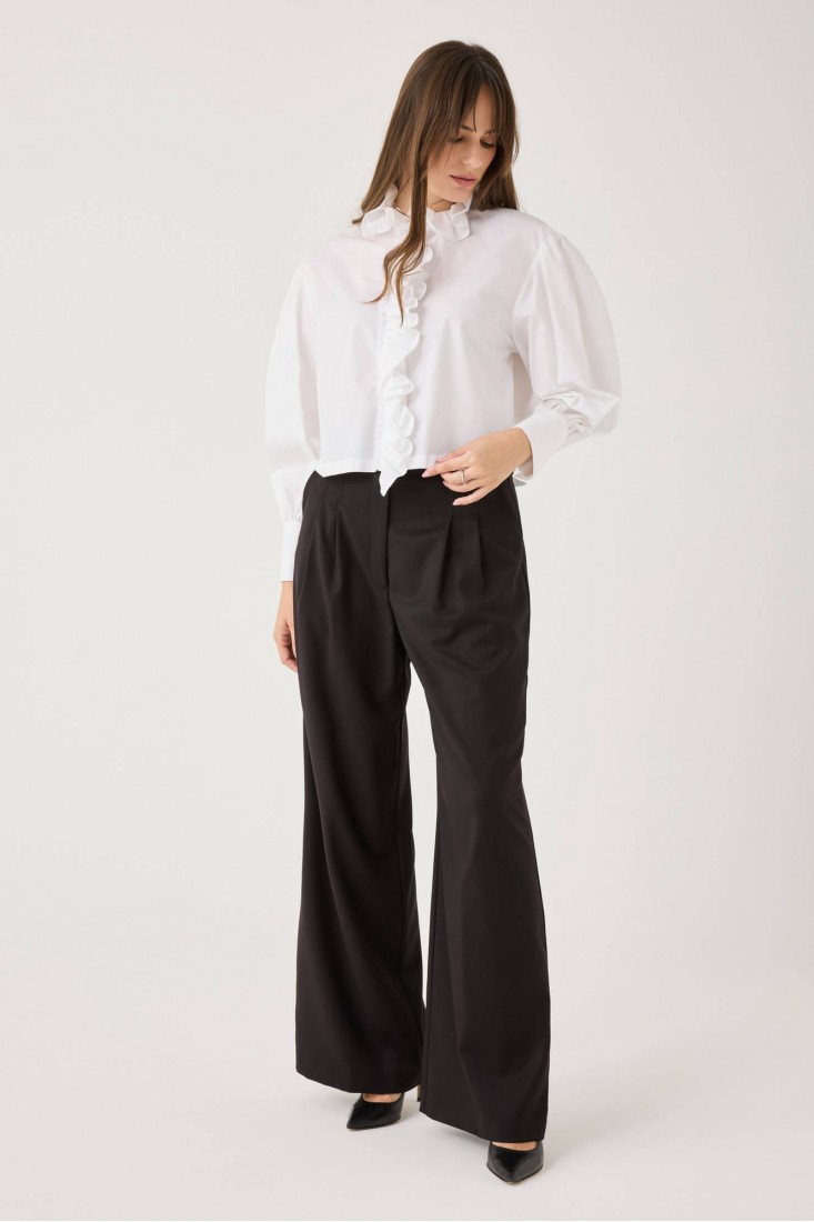 Zanetti 1965 Camicia cropped con volant Prezzo Ridotto