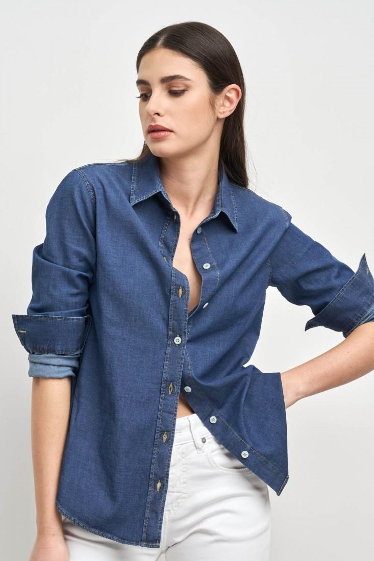 Zanetti 1965 Camicia in denim stretch STEFY Presa