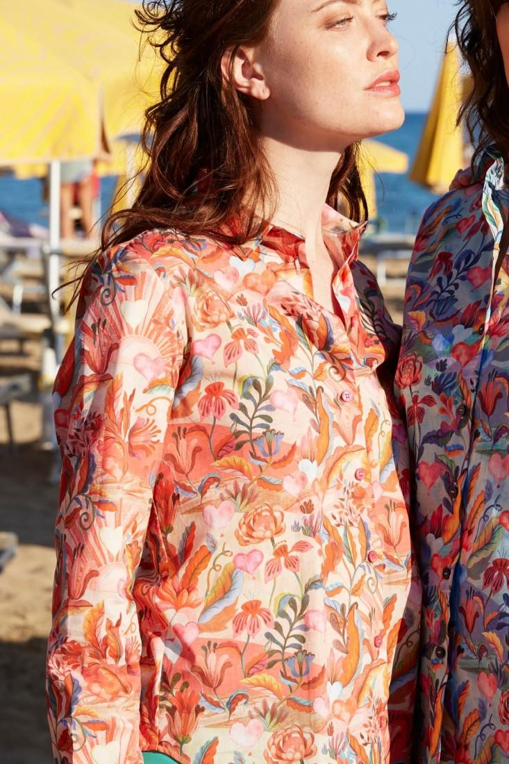 Zanetti 1965 Camicia in cotone stampato LIberty Sconto